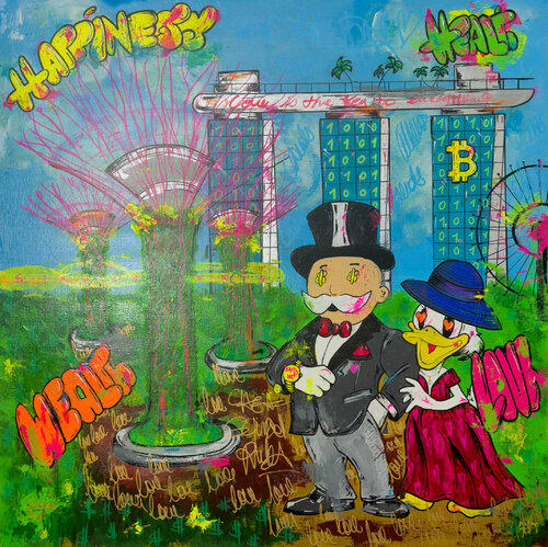 Example of how is the process of a custom painting order -  Street Art - Pop Art - Landscape di Carlos Pun, Pittura in vendita su Singulart
