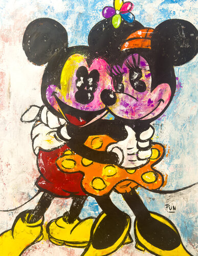 The Happy couple feat Mickey and Minnie Mouse - Simple Series van Carlos Pun, Schilderij te koop op Singulart