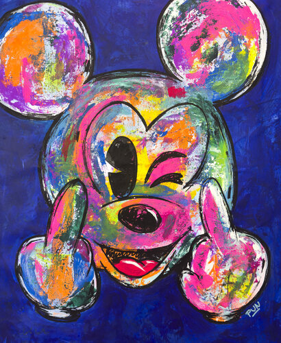 Mickey Mouse in Take care my friend van Carlos Pun, Schilderij te koop op Singulart
