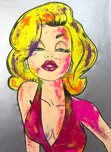 Marilyn Monroe over silver - Pop Art by Carlos Pun van Carlos Pun, Schilderij te koop op Singulart
