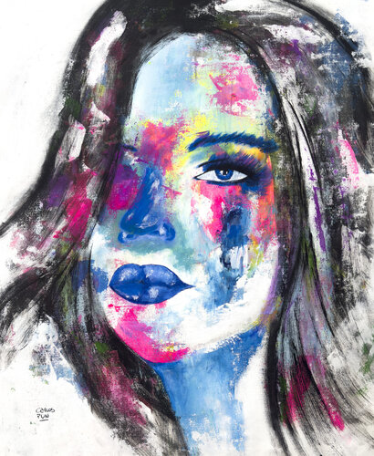 The Girl with the blue nose portrait by carlos pun von Carlos Pun, Malerei kaufen auf Singulart
