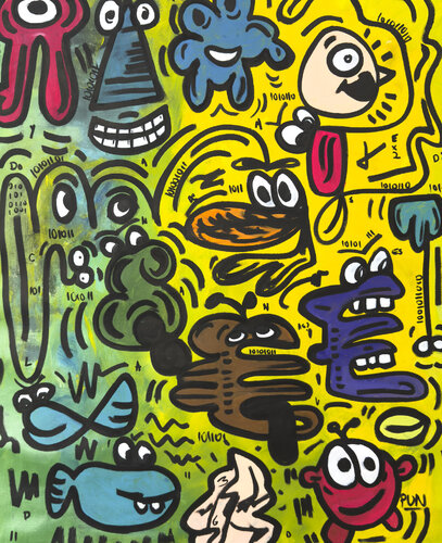 mom i am going to the park to play with my friends by Carlos Pun, Painting for Sale on Singulart