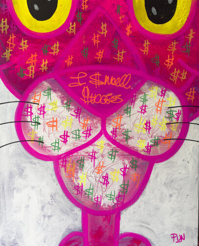 i smell success pink panther de Carlos Pun, Pintura a la venta en Singulart