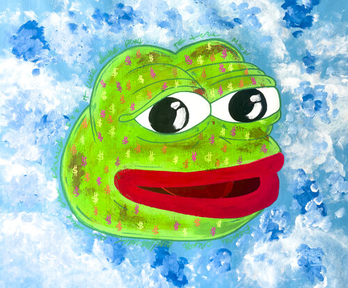 all time high pepe meme coin van Carlos Pun, Schilderij te koop op Singulart