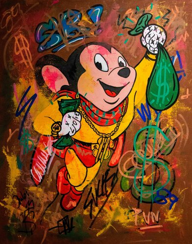 Mighty Mouse Cashing Out di Carlos Pun, Pittura in vendita su Singulart