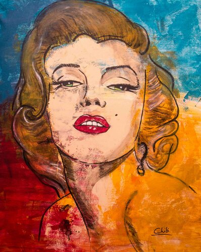 Marilyn Monroe Comic Portrait by Carlos Pun, 油畫 for Sale on Singulart