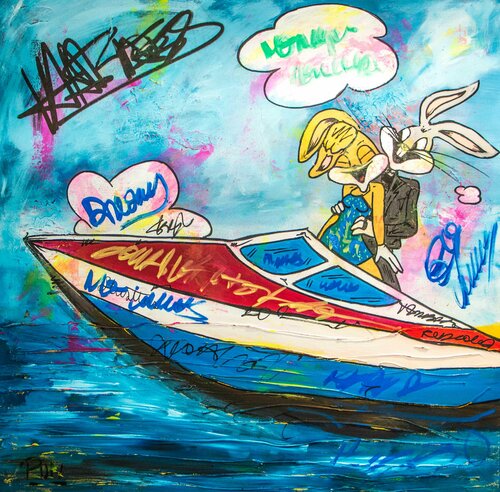 Couple Goals ft Bugs and Lola Bunny di Carlos Pun, Pittura in vendita su Singulart