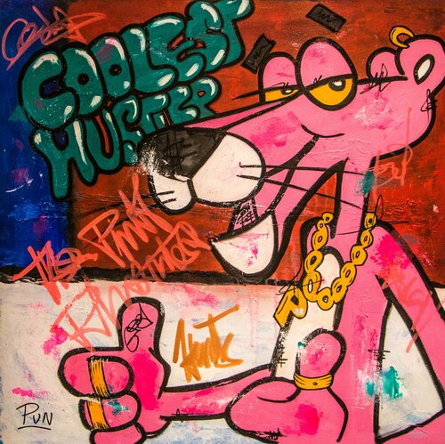 The Coolest Hustler ft. Pink Panther van Carlos Pun, Schilderij te koop op Singulart