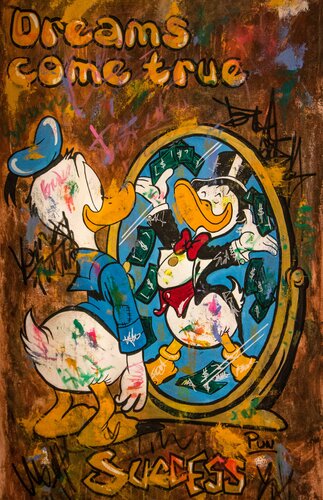 Dreams come true ft. Donald Duck van Carlos Pun, Schilderij te koop op Singulart