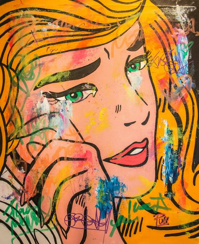 Girl Crying tribute to Roy van Carlos Pun, Schilderij te koop op Singulart