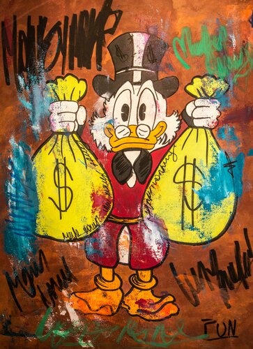 Scrooge McDuck Money Bags van Carlos Pun, Schilderij te koop op Singulart