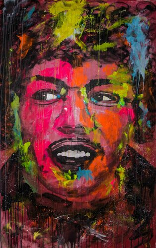 Jimy Hendrix Pop Art Portrait van Carlos Pun, Schilderij te koop op Singulart