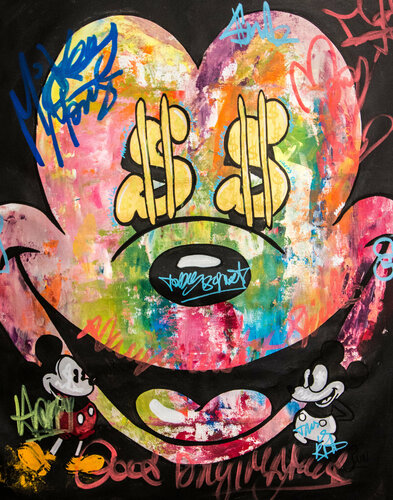 Happy since the beginning ft. Mickey Mouse van Carlos Pun, Schilderij te koop op Singulart