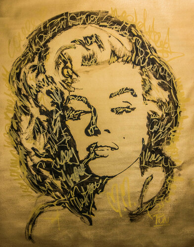 Gold Series Marilyn Monroe Portrait di Carlos Pun, Pittura in vendita su Singulart