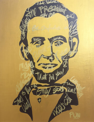 Abraham Lincoln the President Gold series di Carlos Pun, Pittura in vendita su Singulart