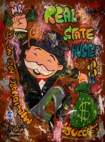 Real State Hustler ft Mr. Monopoly van Carlos Pun, Schilderij te koop op Singulart