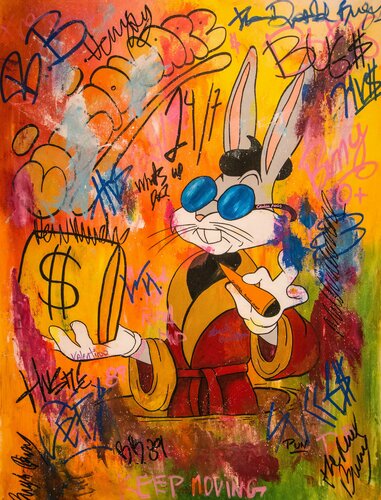 Carrot Dealer ft. Bugs Bunny van Carlos Pun, Schilderij te koop op Singulart