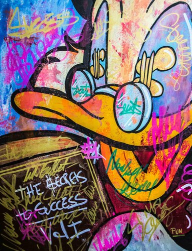 The Secrets to Success Vol I. ft. Scrooge McDuck van Carlos Pun, Schilderij te koop op Singulart