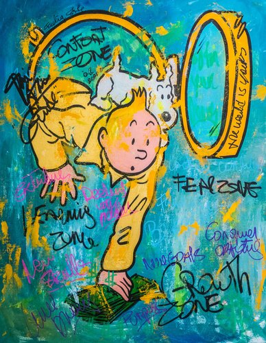 Confort Zone Guide by TinTin di Carlos Pun, Pittura in vendita su Singulart