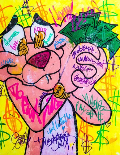 Having a Good day ft. Pink Panther van Carlos Pun, Schilderij te koop op Singulart