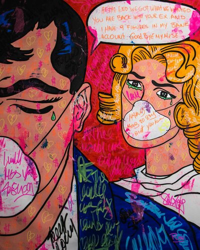 We got what we wanted. ft. Covid19 di Carlos Pun, Pittura in vendita su Singulart