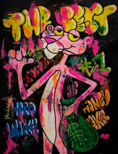 The Best! ft. Pink Panther - (Big Painting) von Carlos Pun, Malerei kaufen auf Singulart