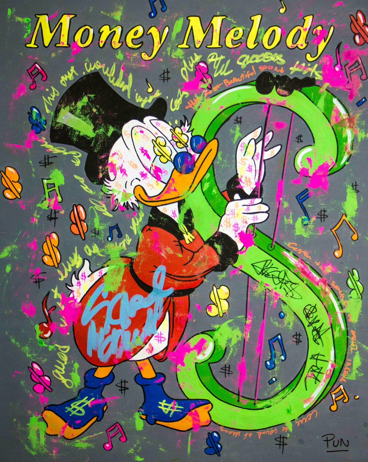 The Beautiful Melody of Money played by Scrooge Mc Duck Carlos Pun Peinture originale à vendre