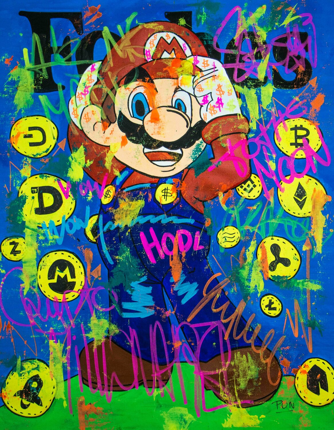 Crypto Millionaire Forbes Cover ft. Mario Bros de Carlos Pun (2021) :  Peinture Acrylique sur Toile - Singulart