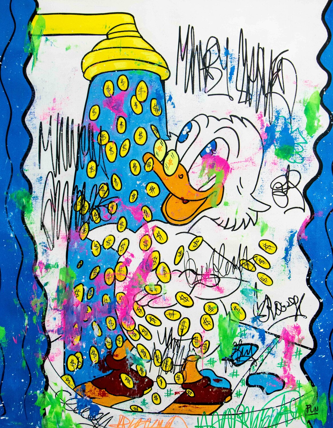Morning money shower ft Scrooge mc duck Carlos Pun Originalgemälde zu verkaufen