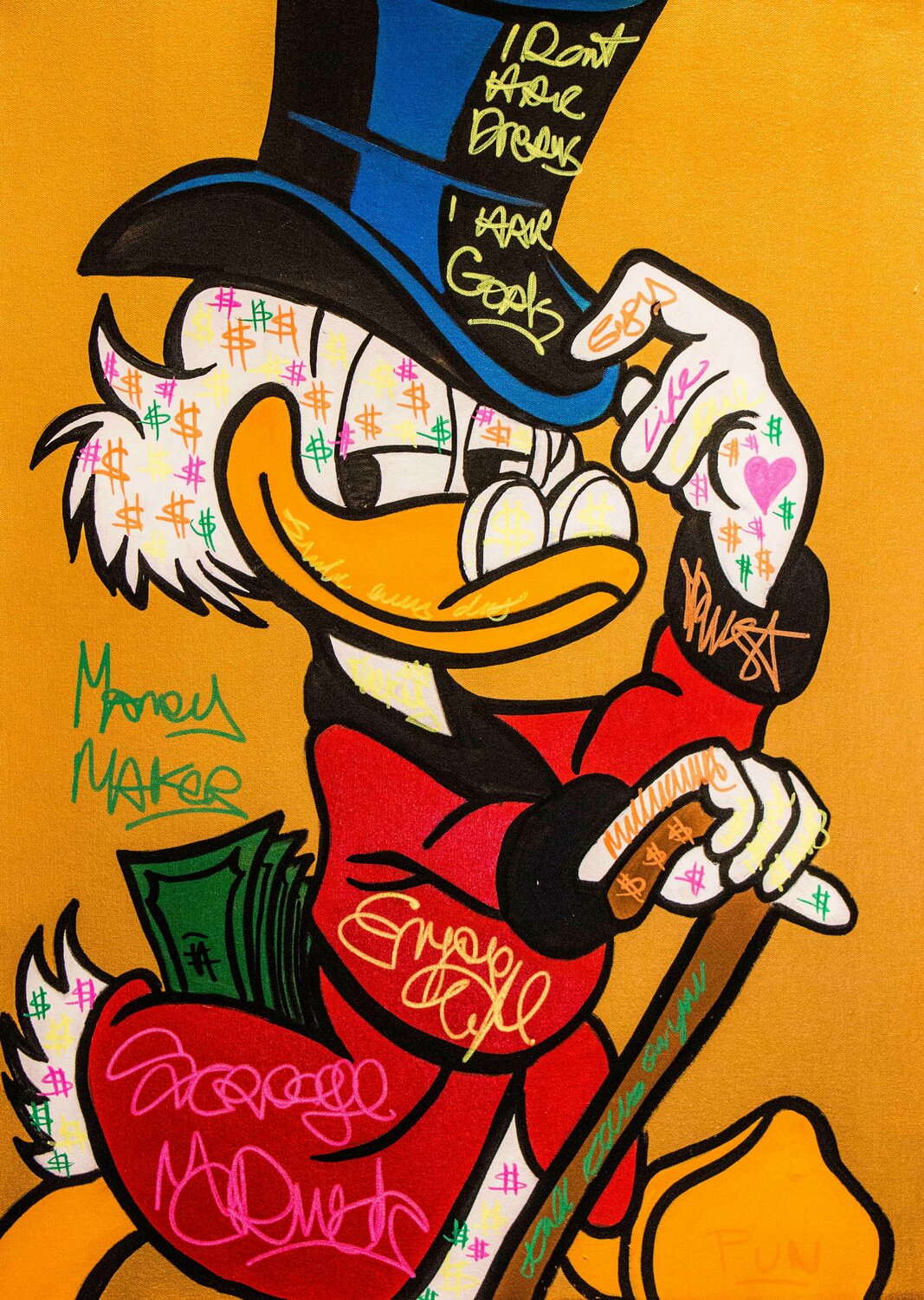 Money Maker Scrooge Mc Duck pose #3 Golden Series Carlos Pun Originalgemälde zu verkaufen