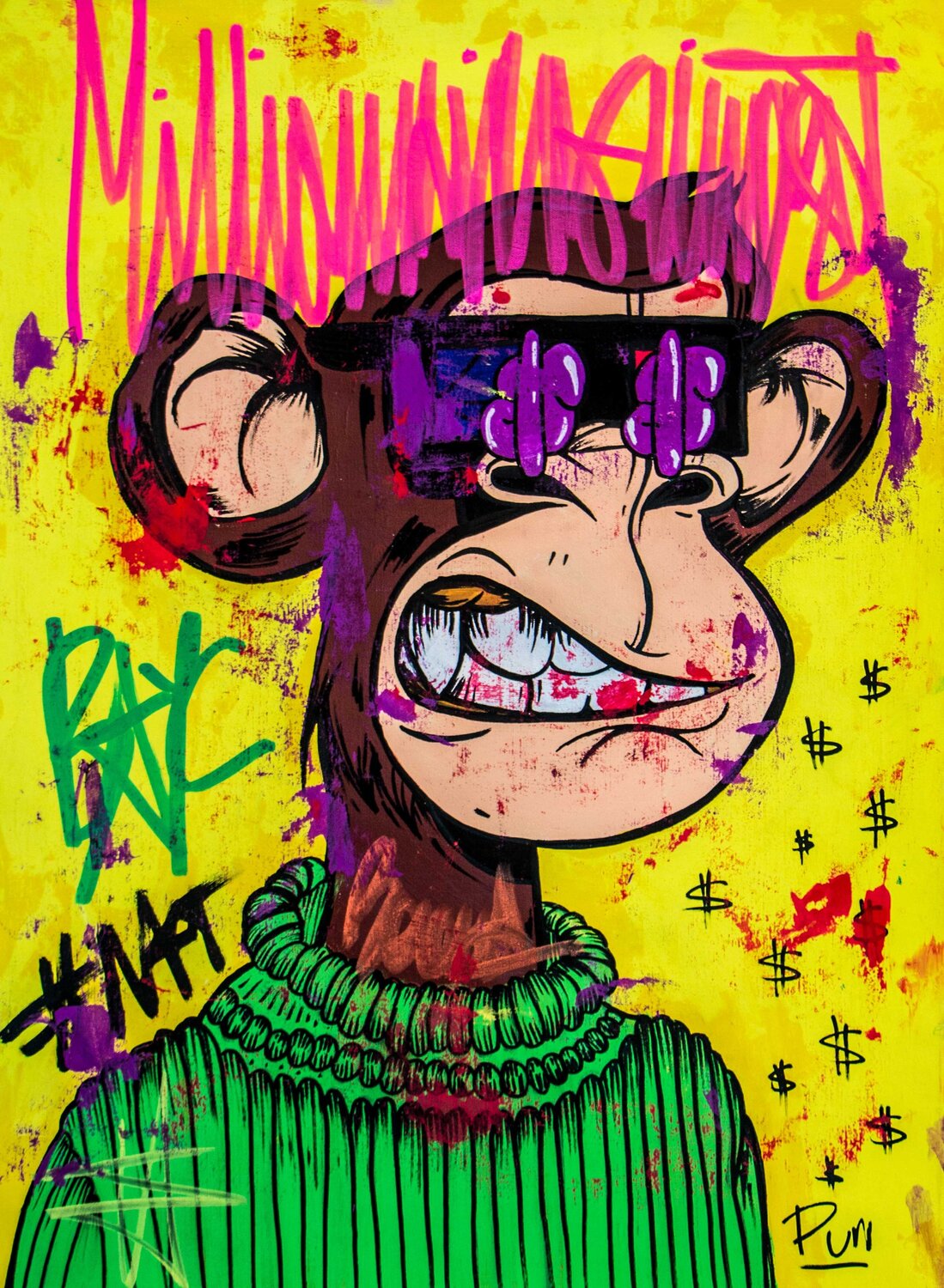 bored ape yatch club turtle green neck - Carlos Pun - Acrylic, Graffiti on  Canvas