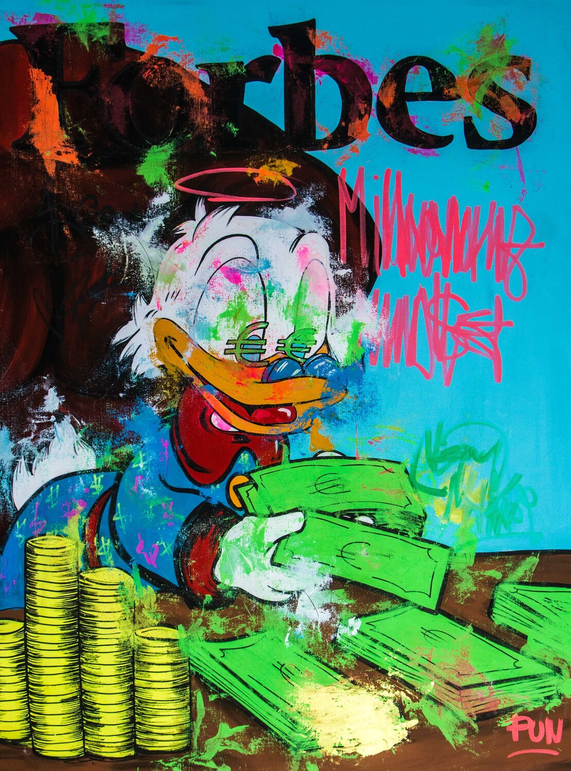 Millionaire Mindset Forbes Magazine Series ft. Scrooge McDuck Carlos Pun Originalgemälde zu verkaufen
