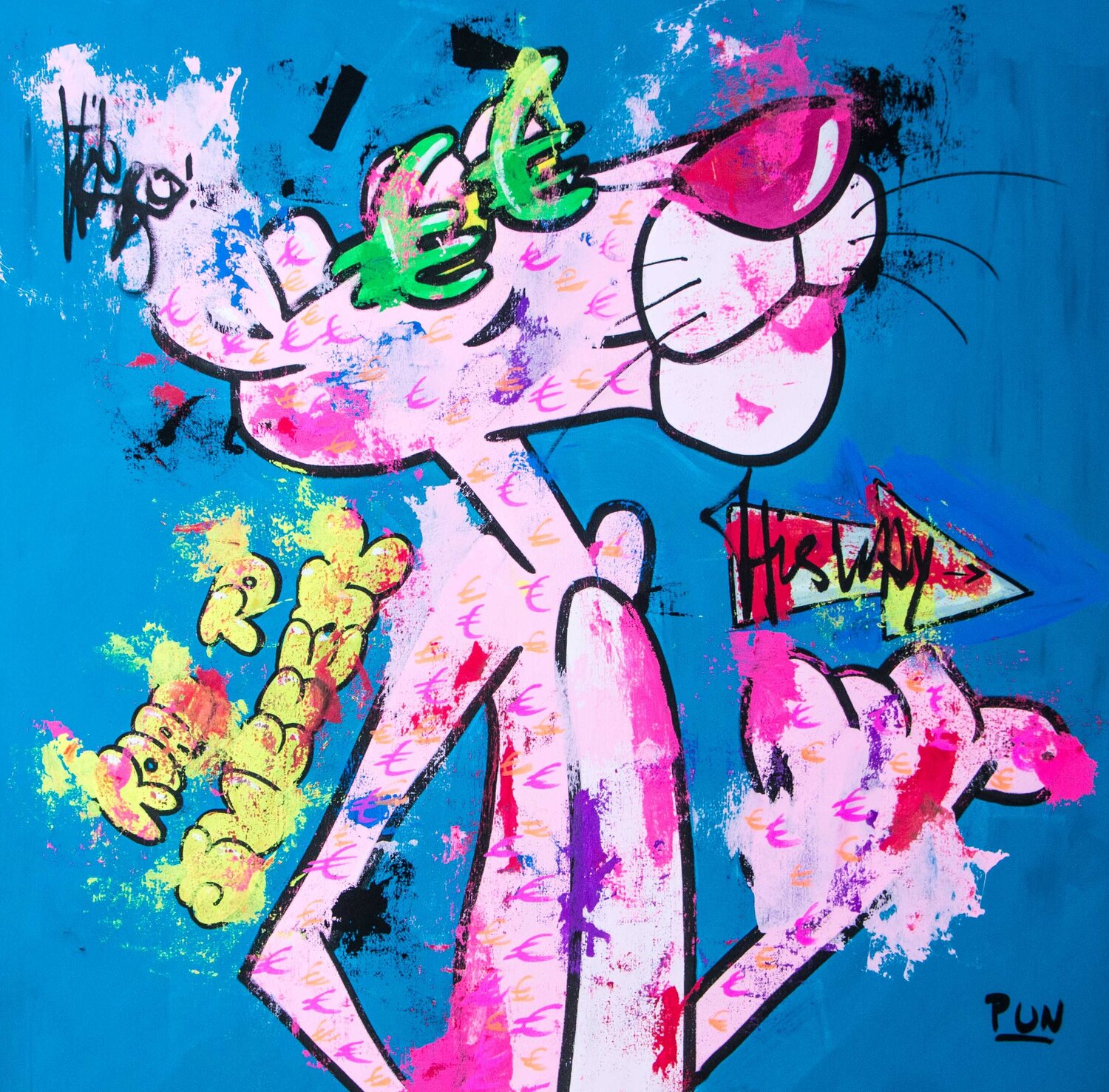 Road to Success This Way ft. Pink Panther Carlos Pun Originalgemälde zu verkaufen