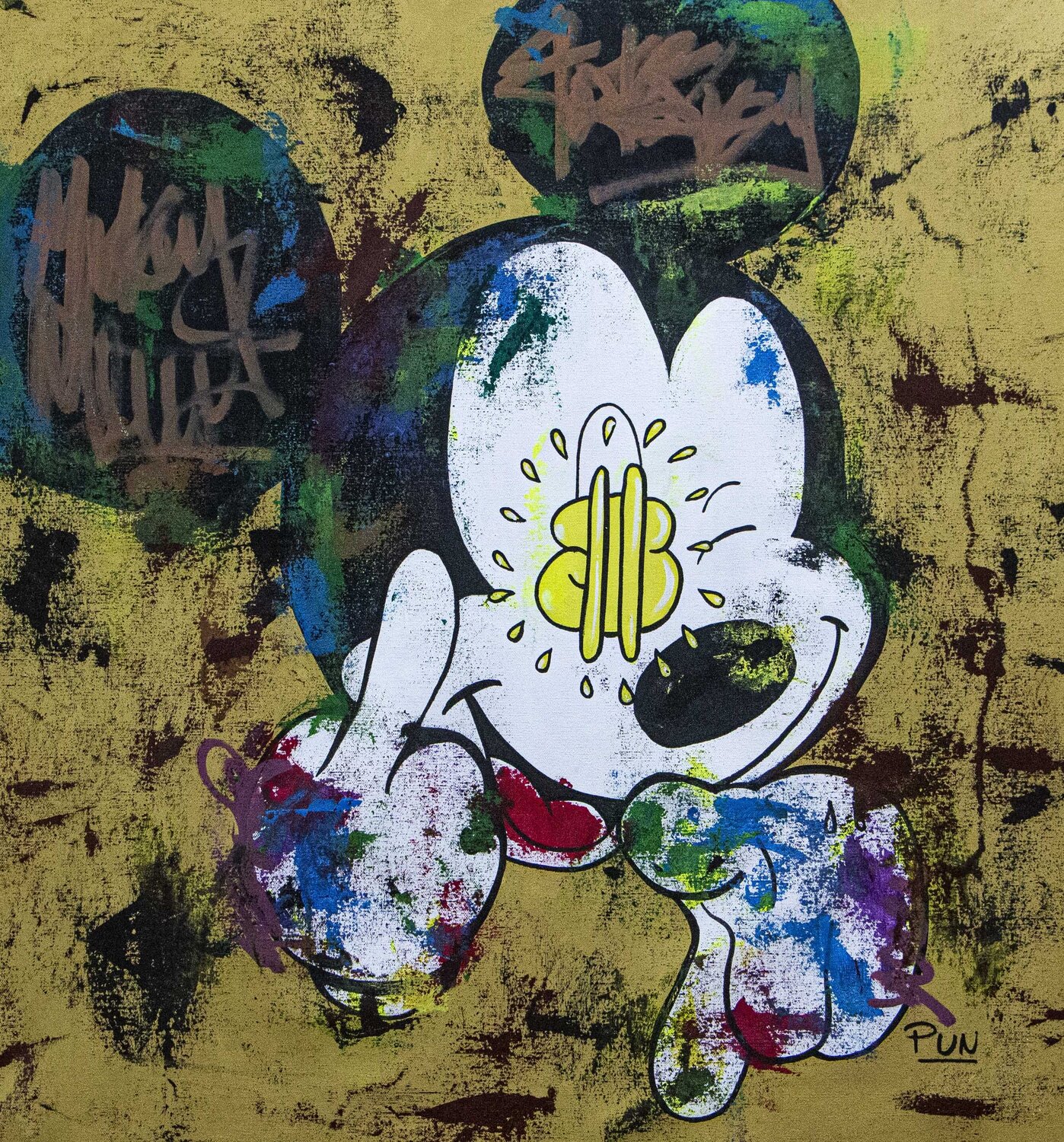Mickey Mouse Portrait N 5 Fuck You series Carlos Pun Originalgemälde zu verkaufen