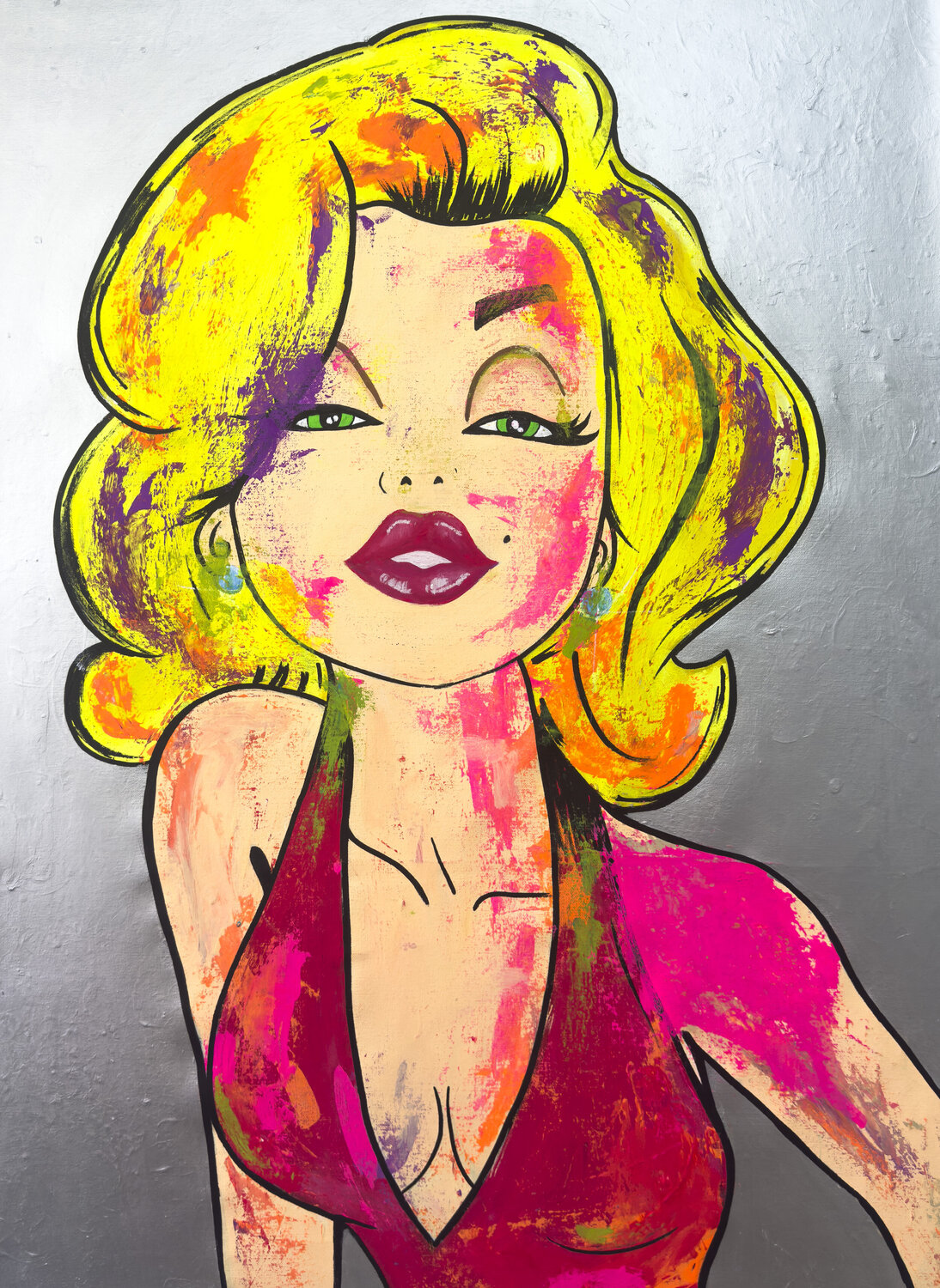 Marilyn Monroe over silver - Pop Art by Carlos Pun Carlos Pun
