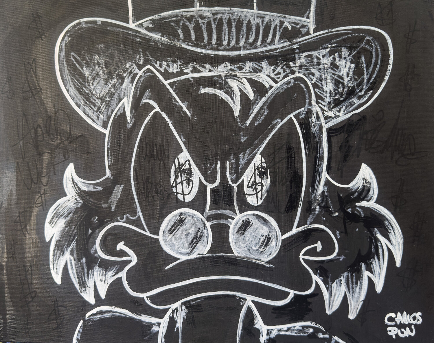 Sketching Screoog mcduck in white over mars and deep black Carlos Pun Originalgemälde zu verkaufen