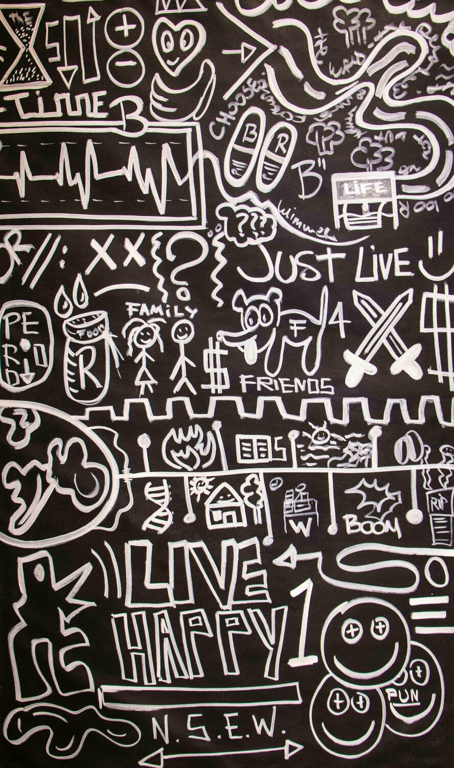 Doodle Art "Explanation of Time in Life" Carlos Pun Originalgemälde zu verkaufen