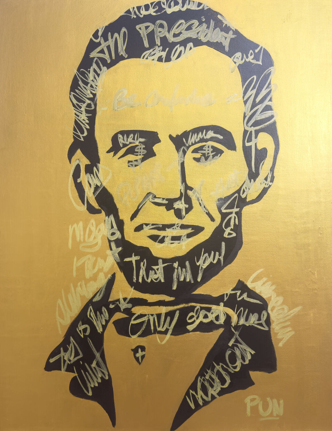 Abraham Lincoln the President Gold series Carlos Pun Originalgemälde zu verkaufen