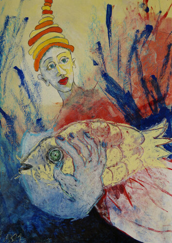 Harlekin mit Hut van Anna Bieler, Werk op papier te koop op Singulart