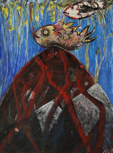 Der Fisch auf dem Berg di Anna Bieler, Opera su carta in vendita su Singulart