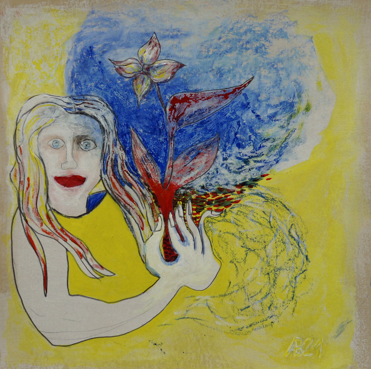 Frau mit Blume Anna Bieler
