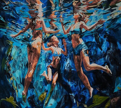 Under the water's shine van Daniel Bulimar Henciu, Schilderij te koop op Singulart