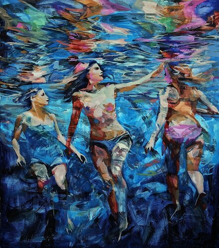 Lights and waves van Daniel Bulimar Henciu, Schilderij te koop op Singulart