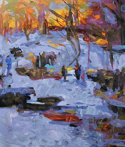 winter landscape von Daniel Bulimar Henciu, Malerei kaufen auf Singulart