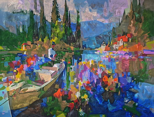 The scent of green tranquility van Daniel Bulimar Henciu, Schilderij te koop op Singulart