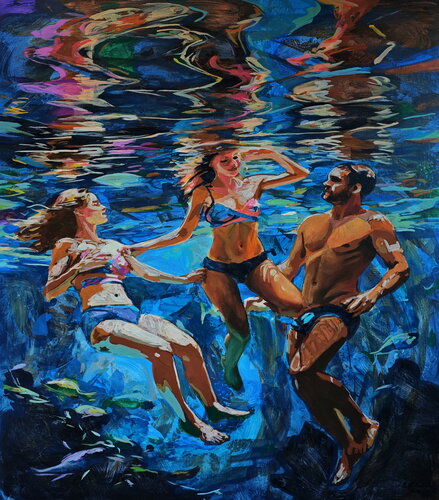 Slow Motion Blue by Daniel Bulimar Henciu, Painting for Sale on Singulart