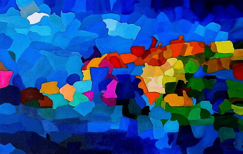 A happy island di Daniel Bulimar Henciu, Pittura in vendita su Singulart