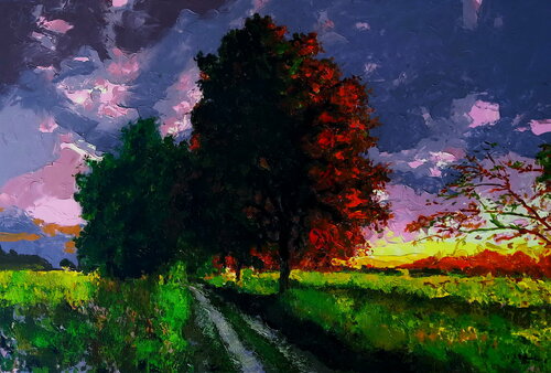 road home di Daniel Bulimar Henciu, Pittura in vendita su Singulart