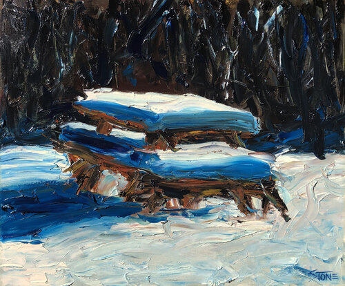 Snow Picnic par Bill Stone, Peinture en vente sur Singulart