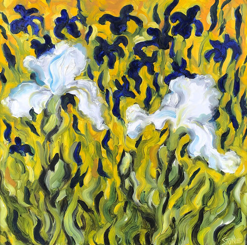 Two White Iris von Bill Stone, Malerei kaufen auf Singulart
